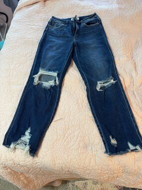 Flying Monkey Dark Indigo Distressed Boyfriend Jeans